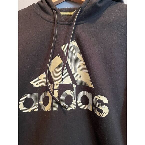 Adidas Men's Camo Logo Hoodie Sweatshirt Black/Green Small - Picture 2 of 11